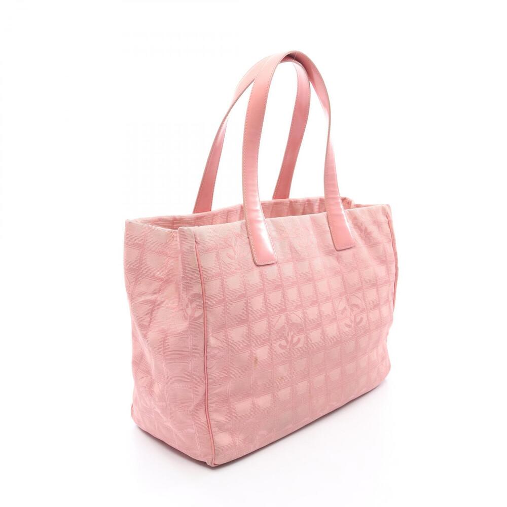 Chanel Pink Bag Canvas Tote Leather Travel Pink